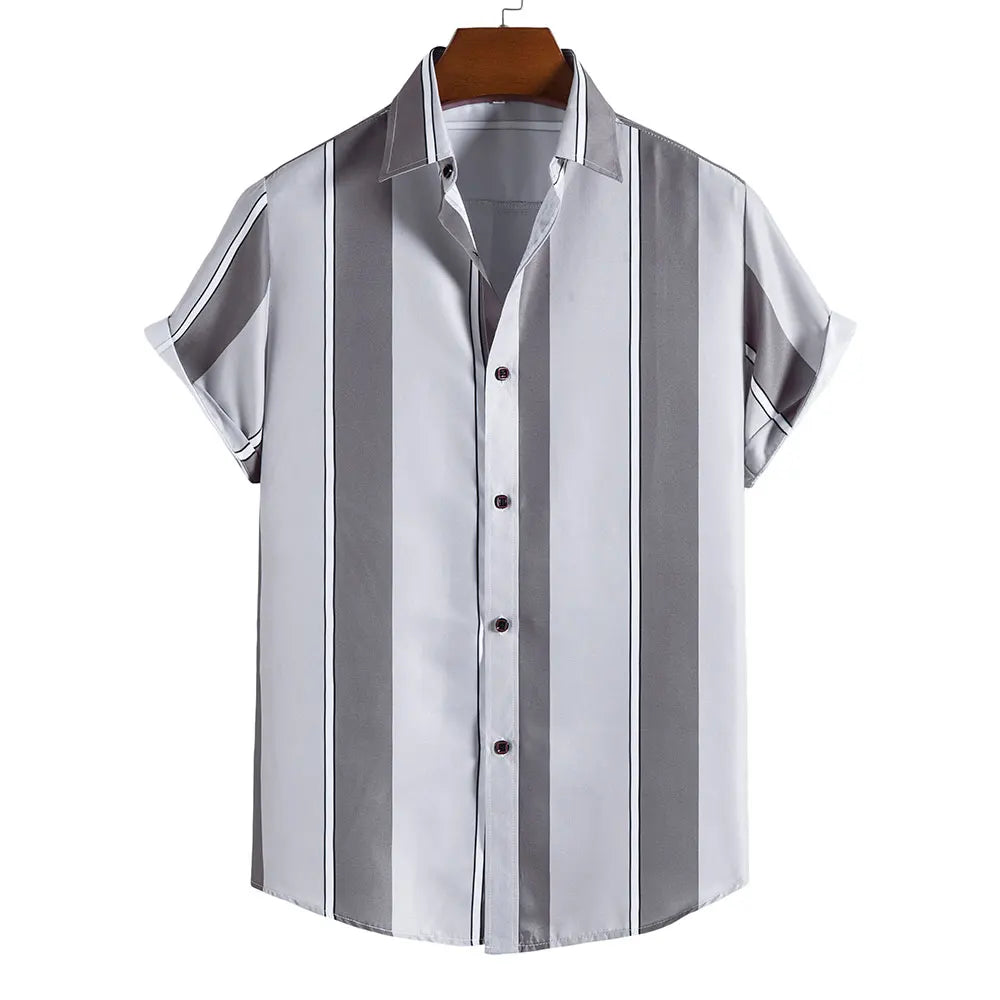 Men's Hawaiian Short Sleeve Shirt Elegant Summer Stripes Print Fashion Casual Social Oversized Y2k Harajuku Luxury Clothing Hot - Ellianto fashion Men's