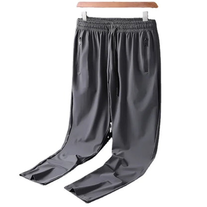Korean Ice Silk Pants Men's Summer Thin Casual Pants Men's Quick Dry Summer Men's Straight Leg Loose Leg Tracksuit Pants M-8XL - Ellianto fashion Men's