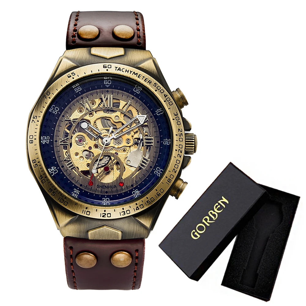 Wrist Watch For Men Waterproof Automatic Mechanical Watch Men's watch Retro montre homme with Genuine Leather relogio masculino - Ellianto fashion Men's