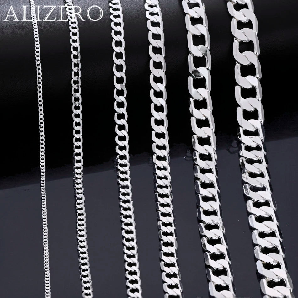 Men's 925 Sterling Silver Necklace 2/4/6/8/10/12MM 40-75cm Face Chain Necklace Lobster Clasp Men Women Engagement Jewelry Gifts - Ellianto fashion Men's