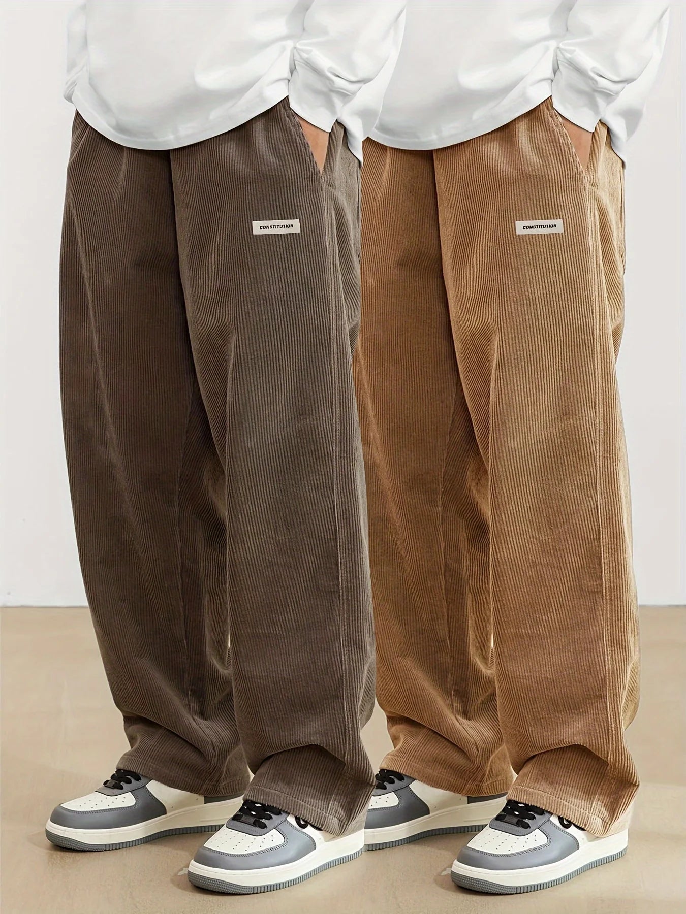 Corduroy pants men clothing Sweatpants Loose-Fit Casual Pants man baggy hosen Regular Length Trousers men cargo pants women - Ellianto fashion Men's