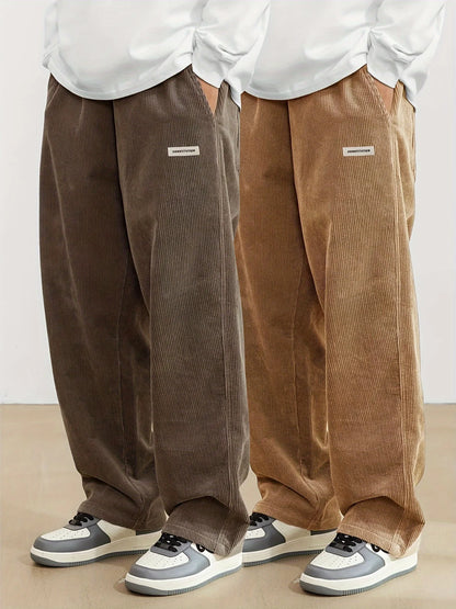 Corduroy pants men clothing Sweatpants Loose-Fit Casual Pants man baggy hosen Regular Length Trousers men cargo pants women - Ellianto fashion Men's