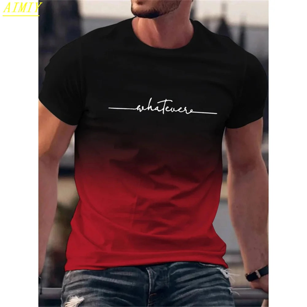 Fashion Summer 3D Stripe Letter Print Men's T Shirt Hip Hop Trend Harajuku Streetwear Casual O-neck Oversized T-shirts Men Tops - Ellianto fashion Men's