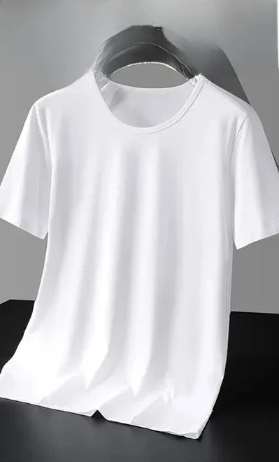 Summer Modal Ice Silk Thin Short Sleeve Men's T-shirt Pure Color Half Sleeve Base Shirt Hot Sale Of The Season Body Fit Tee Crew - Ellianto fashion Men's