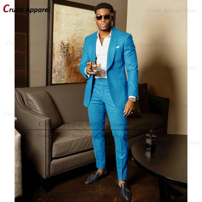2025 Green Suits for Men Tailor-made Groom Wedding Suits Tuxedo Best Man Blazer Pants 2 Pieces Trendy Fashion Marriage Costume - Ellianto fashion Men's
