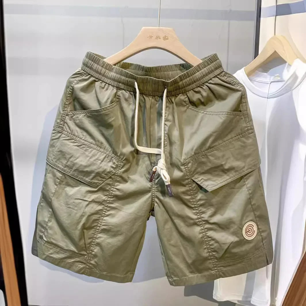 2025 Summer New Men's Workwear Thin Shorts Trendy Elastic Waist Straight-Leg Casual Pants Versatile For Various Occasions - Ellianto fashion Men's