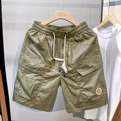 2025 Summer New Men's Workwear Thin Shorts Trendy Elastic Waist Straight-Leg Casual Pants Versatile For Various Occasions - Ellianto fashion Men's