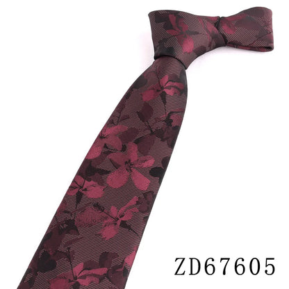 NEW 8cm Wide Tie For Man Jacquard Necktie Luxury Flower Business Neck Tie Suit Cravat Dark Red Ties For Wedding Party Men Gift - Ellianto fashion Men's