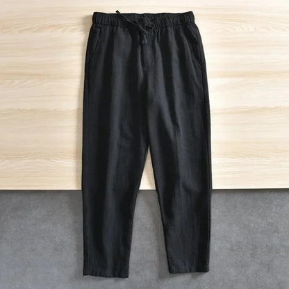 Men's Cotton Linen Casual Pants Baggy Streetwear Men Joggers Sports Trousers Solid Color Long Straight Trendy Pants for Men - Ellianto fashion Men's