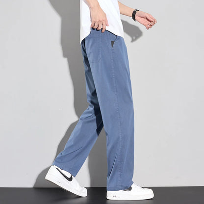 2025 Summer Thin Men's Soft Lyocell Casual Pants Breathable Fashion Solid Color Simple Male Trousers Brand Clothing