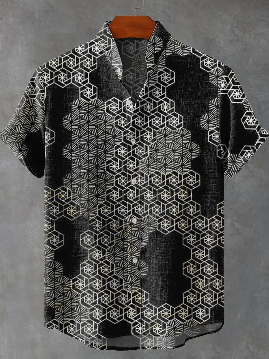 New Men's Linen Short Sleeve Shirt with Casual Animal Pattern, Fashionable Summer Top, New Collection - Ellianto fashion Men's