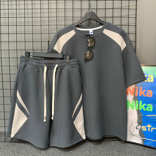 Set Men's Shorts Set Short Sleeve T-shirt Two Piece Casual Sportswear Shorts Polo New Summer Tracksuit Men Sweatpants Men's Clothing - Ellianto fashion Men's