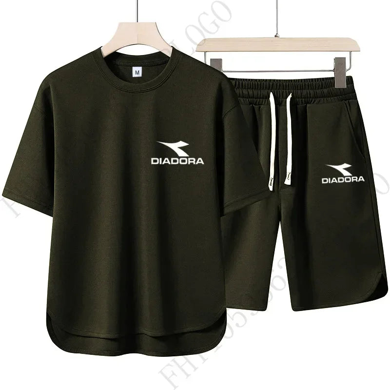 Set European and American procurement products: Men's casual T-shirts + sweatpants, quick-drying sweatshirts and shorts for sportswe - Ellianto fashion Men's