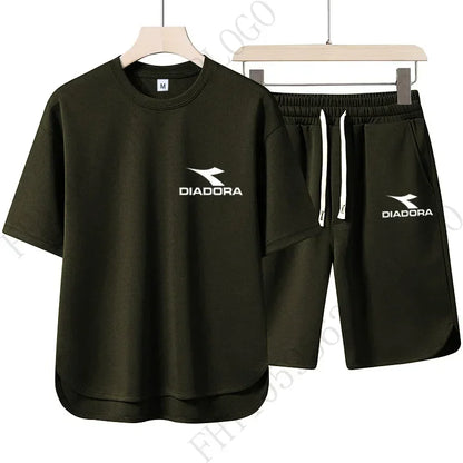Set European and American procurement products: Men's casual T-shirts + sweatpants, quick-drying sweatshirts and shorts for sportswe - Ellianto fashion Men's