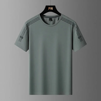 Summer Printed Ice Silk Men's T-shirt Sport Casual Running Fitness Breathable Short Sleeve Large Size Quick Dry Top - Ellianto fashion Men's