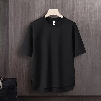Pure Color Men's T-Shirt Set Short Sleeve Summer Trendy Two-Piece Suit Casual Comfortable Breathable Male Model Clothing - Ellianto fashion Men's