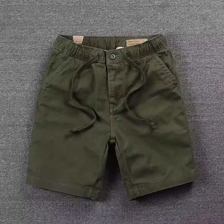 Casual Men's Workwear Shorts Summer Trendy Loose Straight Leg Five-Quarter Pants Washed Elastic Leisure Trousers
