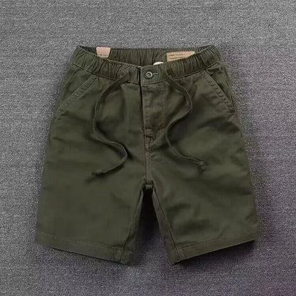 Casual Men's Workwear Shorts Summer Trendy Loose Straight Leg Five-Quarter Pants Washed Elastic Leisure Trousers