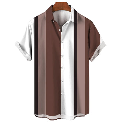 Men's Hawaiian Short Sleeve Shirt Elegant Summer Stripes Print Fashion Casual Social Oversized Y2k Harajuku Luxury Clothing Hot - Ellianto fashion Men's
