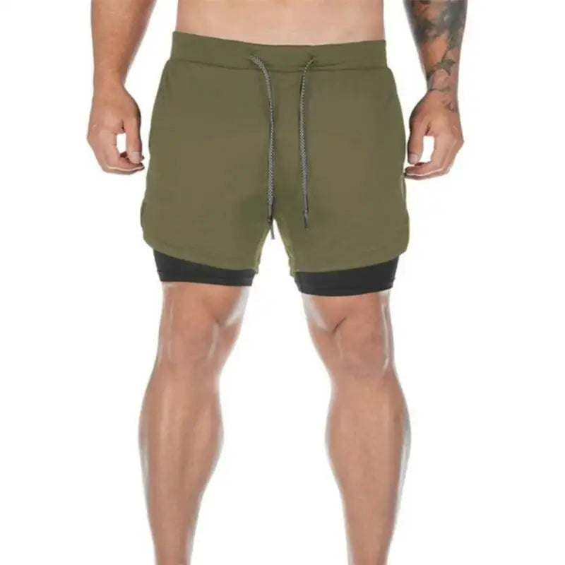 Summer sports versatile double layer men's shorts everyday casual quick-drying sports shorts men - Ellianto fashion Men's