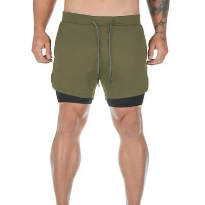Summer sports versatile double layer men's shorts everyday casual quick-drying sports shorts men - Ellianto fashion Men's