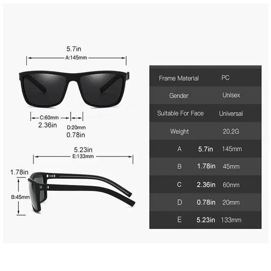 Square Polarized Sunglasses for Men and Women Lightweight Frame Sun Glasses with UV Protection - Ellianto fashion Men's