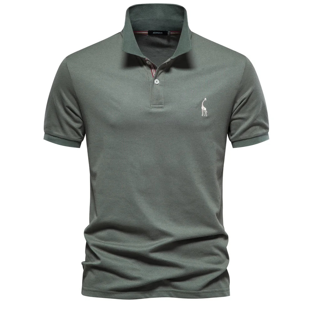2025 Premium Men's Polo Shirt Deer Embroidery Design 80% Cotton EU Size Casual Short Sleeve Shirts Business Polo Tops Hot Seller - Ellianto fashion Men's