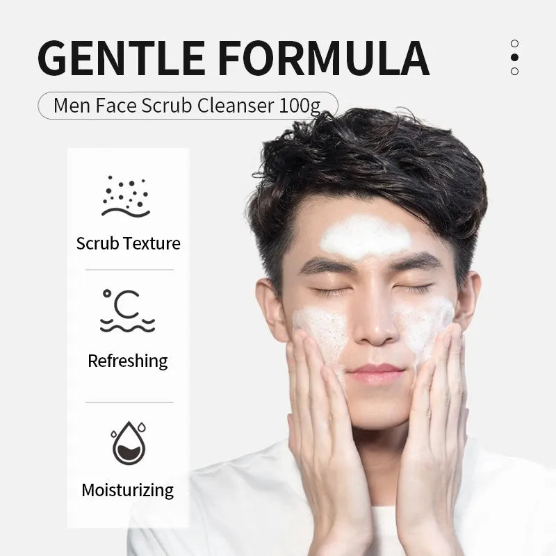 LAIKOU Men Facial Cleanser Moisturizing Oil control Exfoliating Acne Prone Skin Blackhead Remover 50g - Ellianto fashion Men's