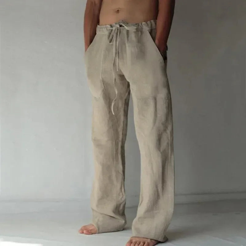 Men's Cotton Linen Casual Pants Male Shorts Pants Breathable Trousers Fitness Streetwear for Men Clothing Jogging Autumn Summer - Ellianto fashion Men's