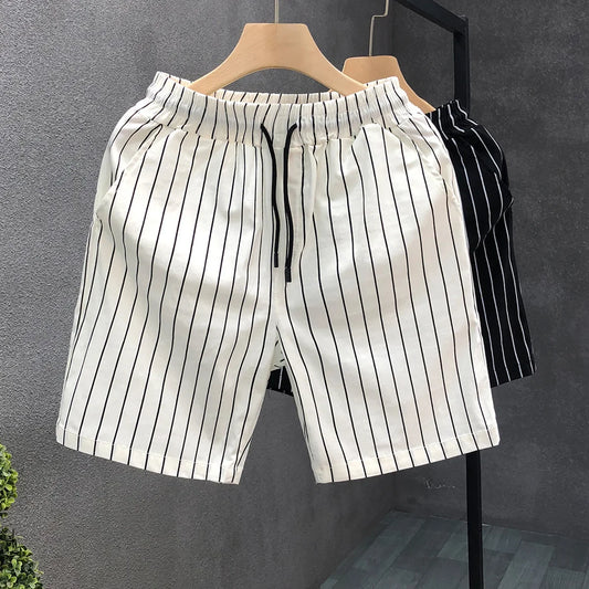 Fashionable Striped Men's Shorts Summer Slims Smooths Your Silhouette Casual Midwaist 2024 Summer Arrival Trendy Brand Outerwear