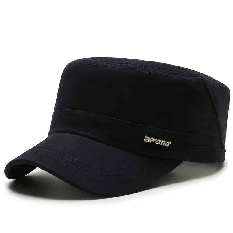 Hat Men's Flat Military Hat Is Simple And Versatile, Middle-Aged Hat Spring And Autumn Duck Tongue Casual Fashion New Style - Ellianto fashion Men's