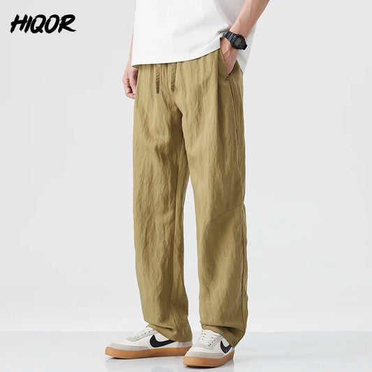 2025 Spring Summer Ultra-thin Men's Stretch Y2K Slim Straight Casual Pants High Quality Fashion Breathable Sports Trousers Baggy - Ellianto fashion Men's
