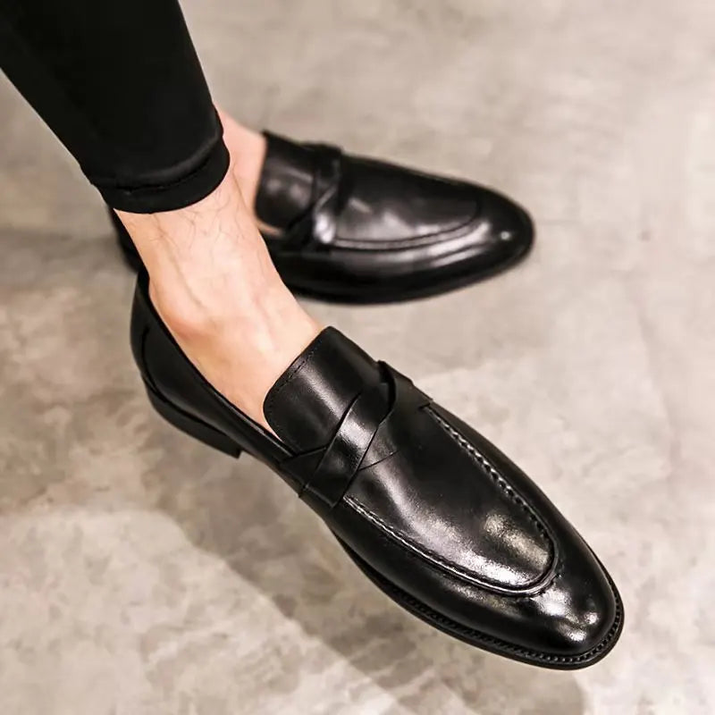 Formal Shoes Men Leather Office Shoes Men Classic Brown Dress Loafers Black Men Elegant Shoes Luxury Chaussure Homme