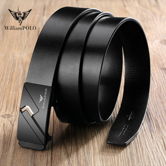 Men's casual belt, minimalist toothless belt, automatic buckle, fashionable belt - Ellianto fashion Men's