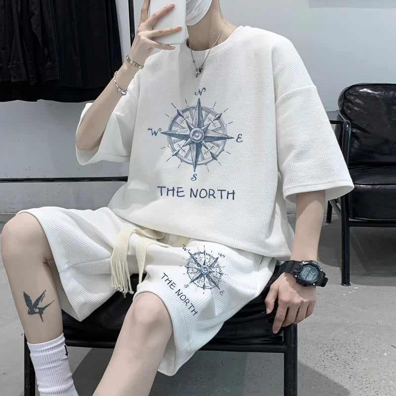 Summer Oversize Spor Two-Piece Set for Men Faionable T-irt orts Combo Cool And Haome Casual Wear Polyester Fiber - Ellianto fashion Men's