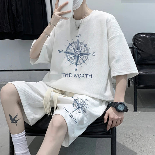 Summer Oversize Spor Two-Piece Set for Men Faionable T-irt orts Combo Cool And Haome Casual Wear Polyester Fiber - Ellianto fashion Men's