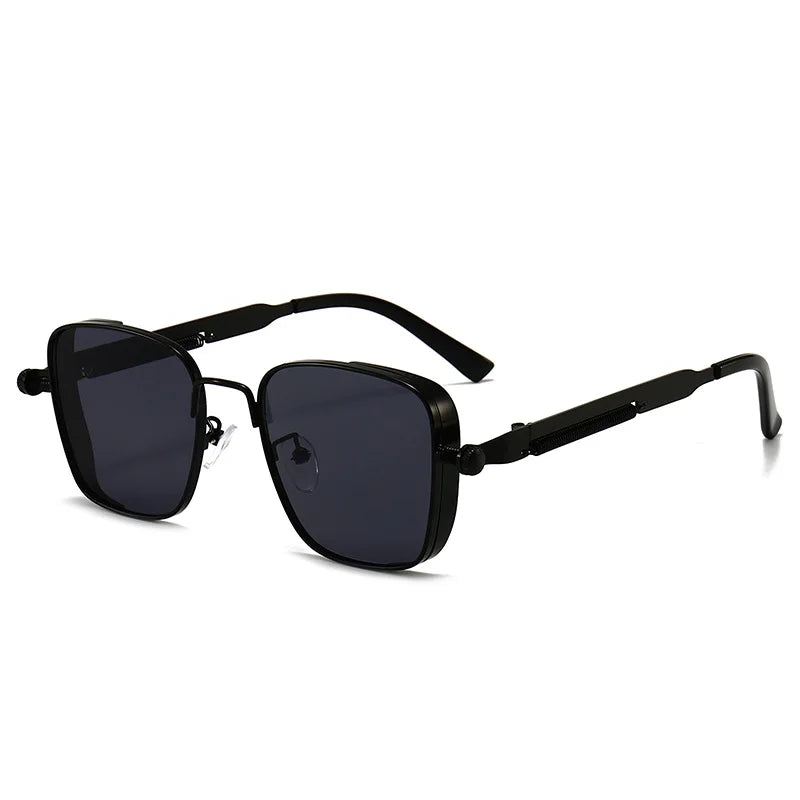 Men Driving Sunglasses Vintage Steampunk Square Sunglasses Metal Frame with Spring Hinges Women Eyepiece Trendy Driver Glasses - Ellianto fashion Men's