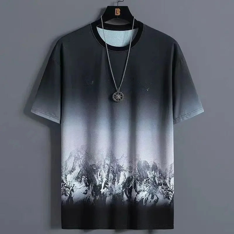 Ice Silk Men's Sportswear Set Quick Dry Casual Dyeing Short Sleeve T-Shirt Shorts Comfortable Lightweight Fashionable Outfit - Ellianto fashion Men's