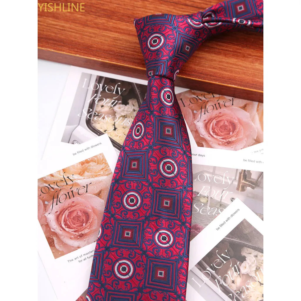 Man Tie Festival Fashion Striped Black Necktie Orange Dark Blue Gravata For Men Slim Paisley Floral Fit Wedding Corbatas Neck - Ellianto fashion Men's