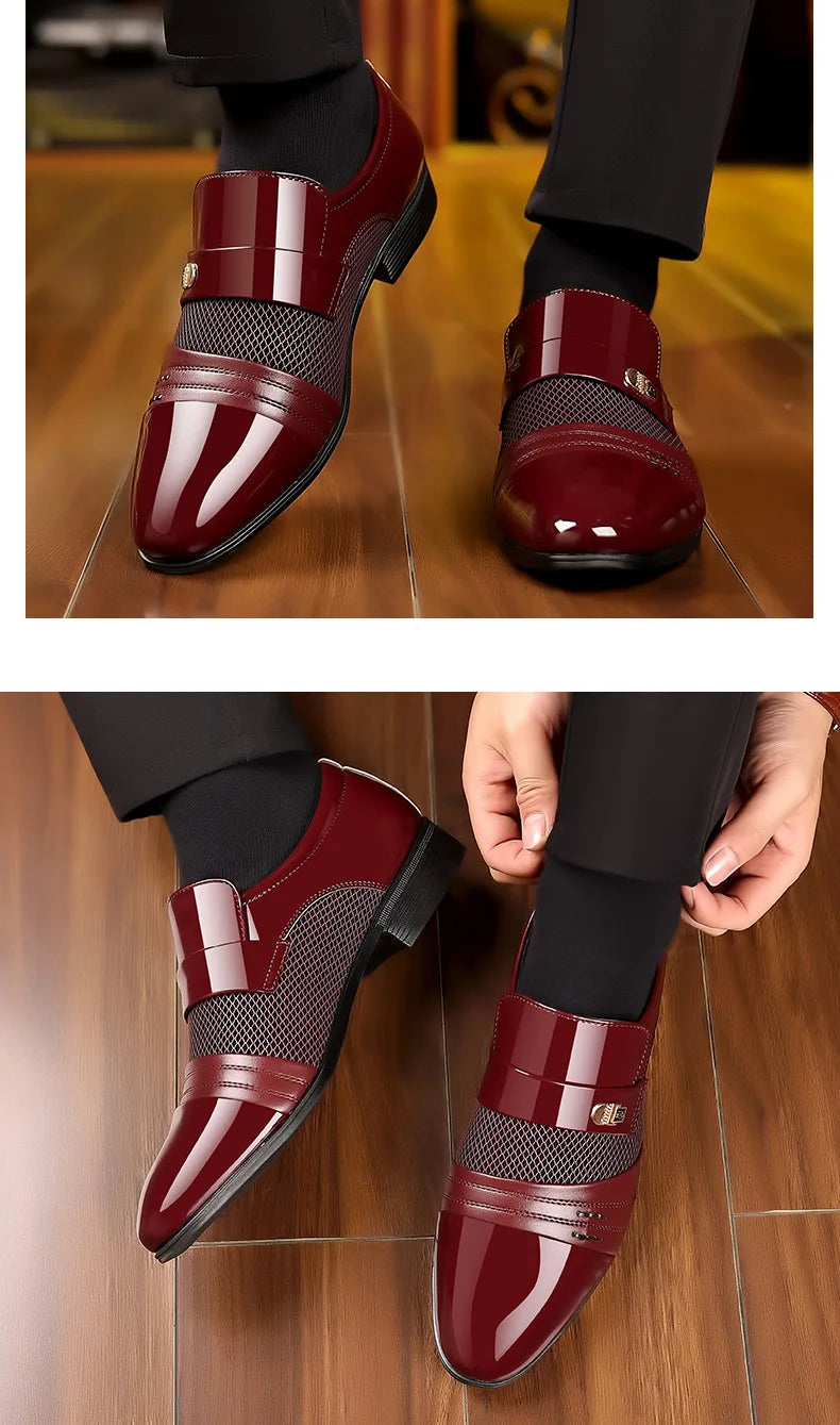 Oxford Shoes Men's Luxury Lacquer Wedding Shoe Pointed Toe Dress Shoes for Men Classic Business Men Leather Shoes Big Size 38-48 - Ellianto fashion Men's
