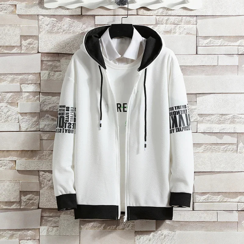 Casual Men's Sport Suit Loose Fit Hooded Cardigan Sweatshirt Pants Set Spring Autumn Season Stylish Outfit - Ellianto fashion Men's