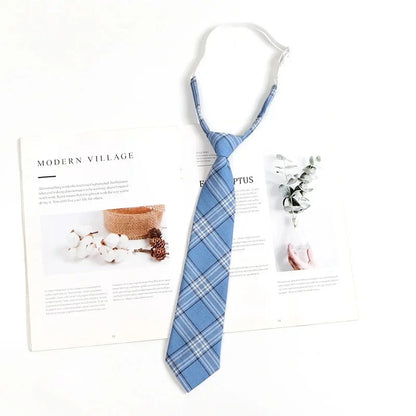 Vintage Brown Plaid Necktie Women's Lazy Person's Japanese Style Preppy Small Tie Bow Tie Handmade Men's Tie