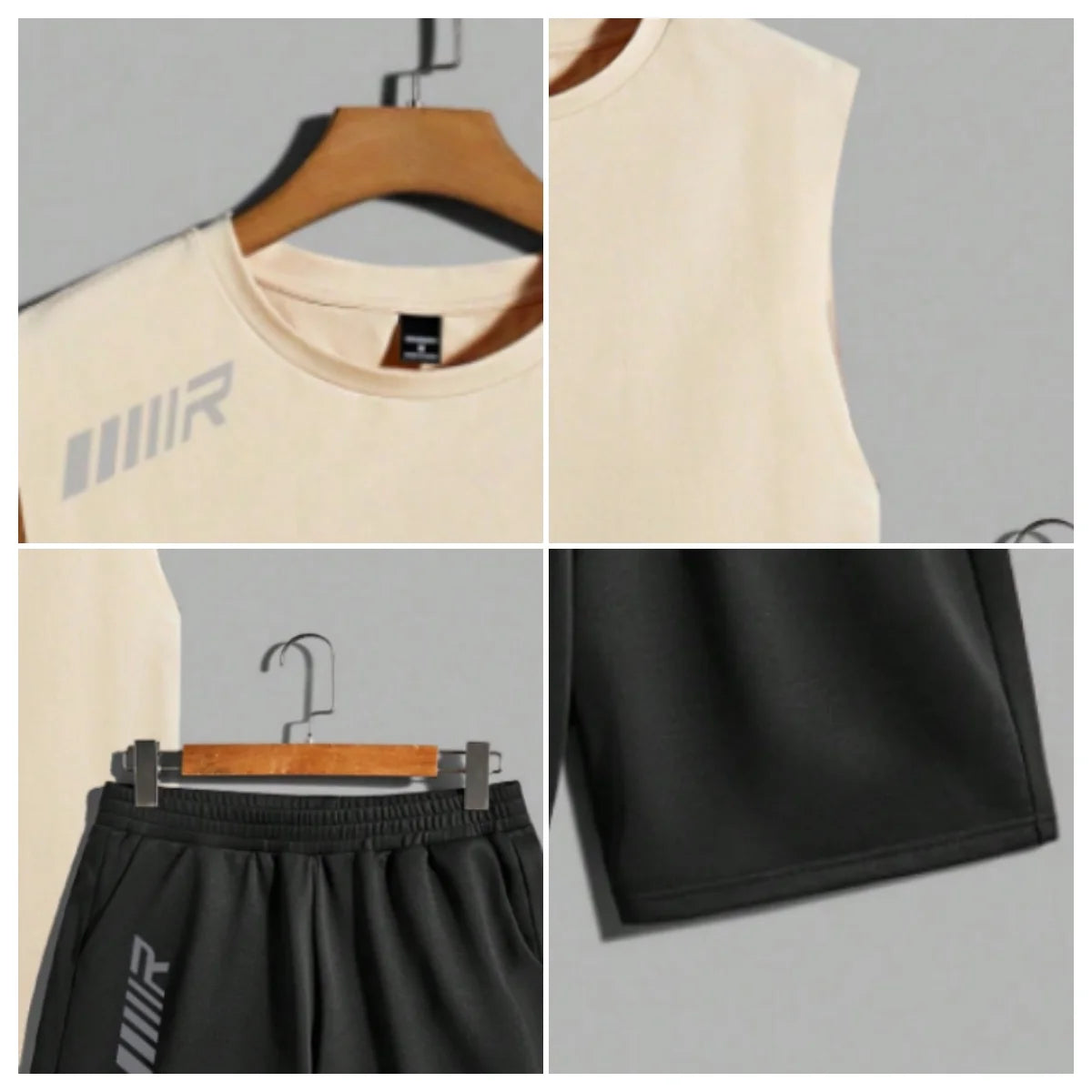 Fashion Summer Set 2 Pieces Men's New Clothing Tracksuit Sports Style Logo Set Outfits Men Sleeveless Tank Top And Shorts Suits - Ellianto fashion Men's