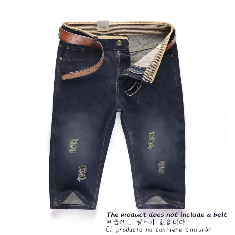 Men’s Summer Denim Pants – Lightweight, Washable, Perforated Comfort with Personalized Casual Style and Mid-Rise Fit