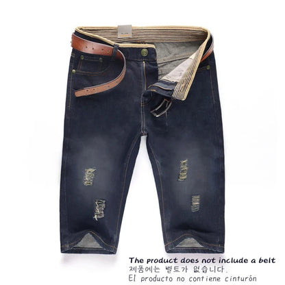 Men’s Summer Denim Pants – Lightweight, Washable, Perforated Comfort with Personalized Casual Style and Mid-Rise Fit