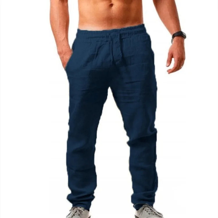 Men’s Super-Breathable Joggers – Lightweight Linen-Blend Casual Pants with Elastic Waist for Athletic, Travel, and Leisure Comfort (Sizes Up to 5XL)