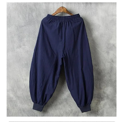 Autumn Men's Linen Casual Pants Loose-fit Trendy Bloomers - Ellianto fashion Men's
