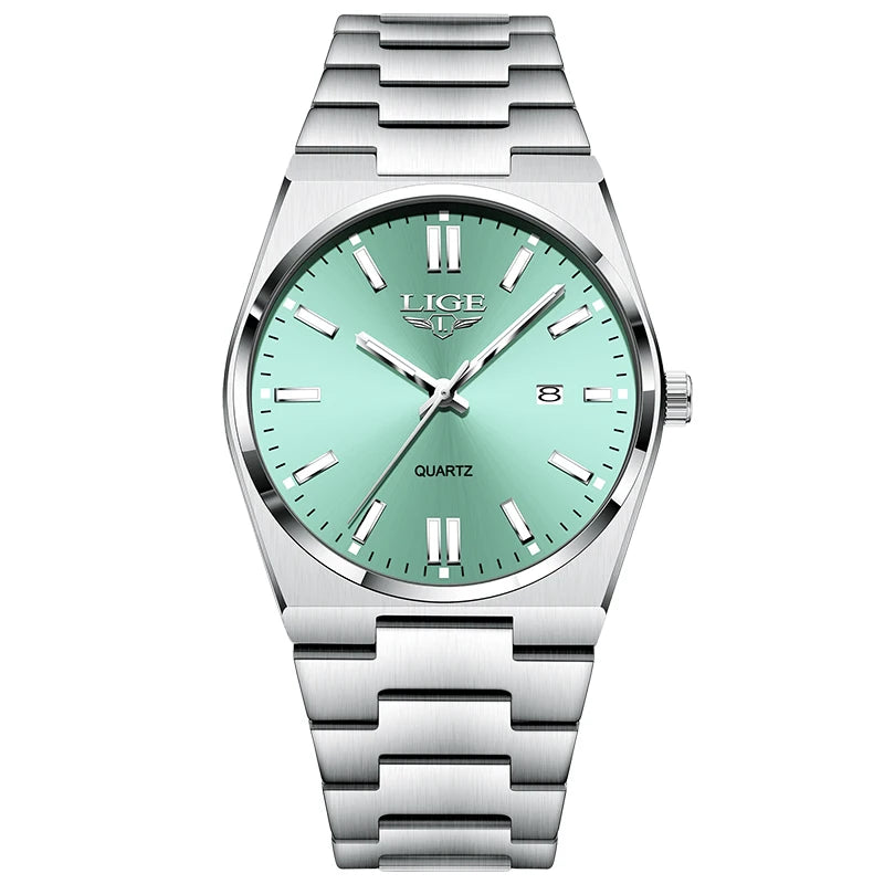 LIGE Men Luxury Watch For Man Waterproof Luminous Date Week Stainless Steel Men Watch Casual Quartz Men's Watches Male Clock+box - Ellianto fashion Men's