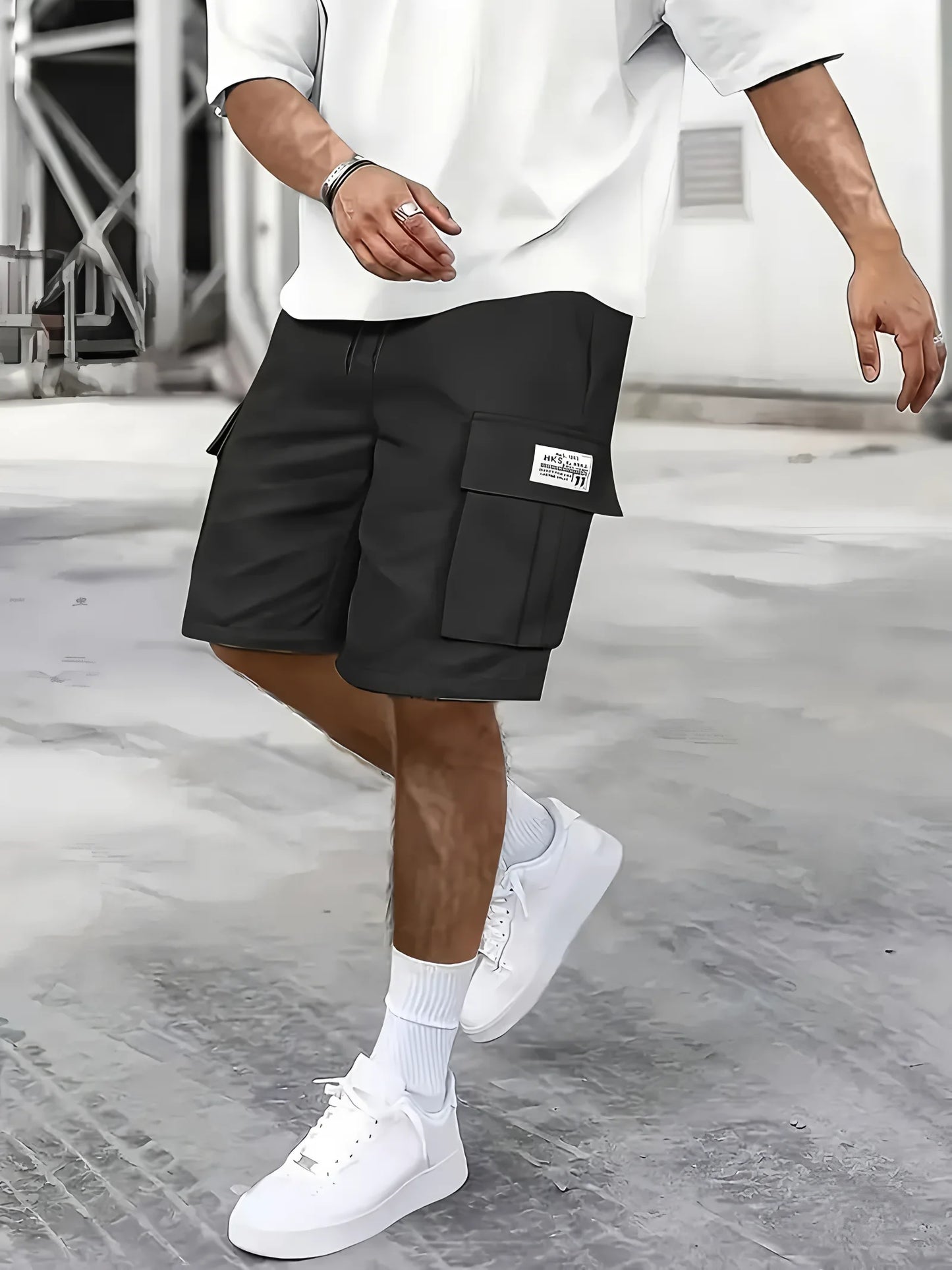 Men's work shorts; summer comfort; multi-pocket; outdoor leisure sport beach pants; elastic waistband - Ellianto fashion Men's