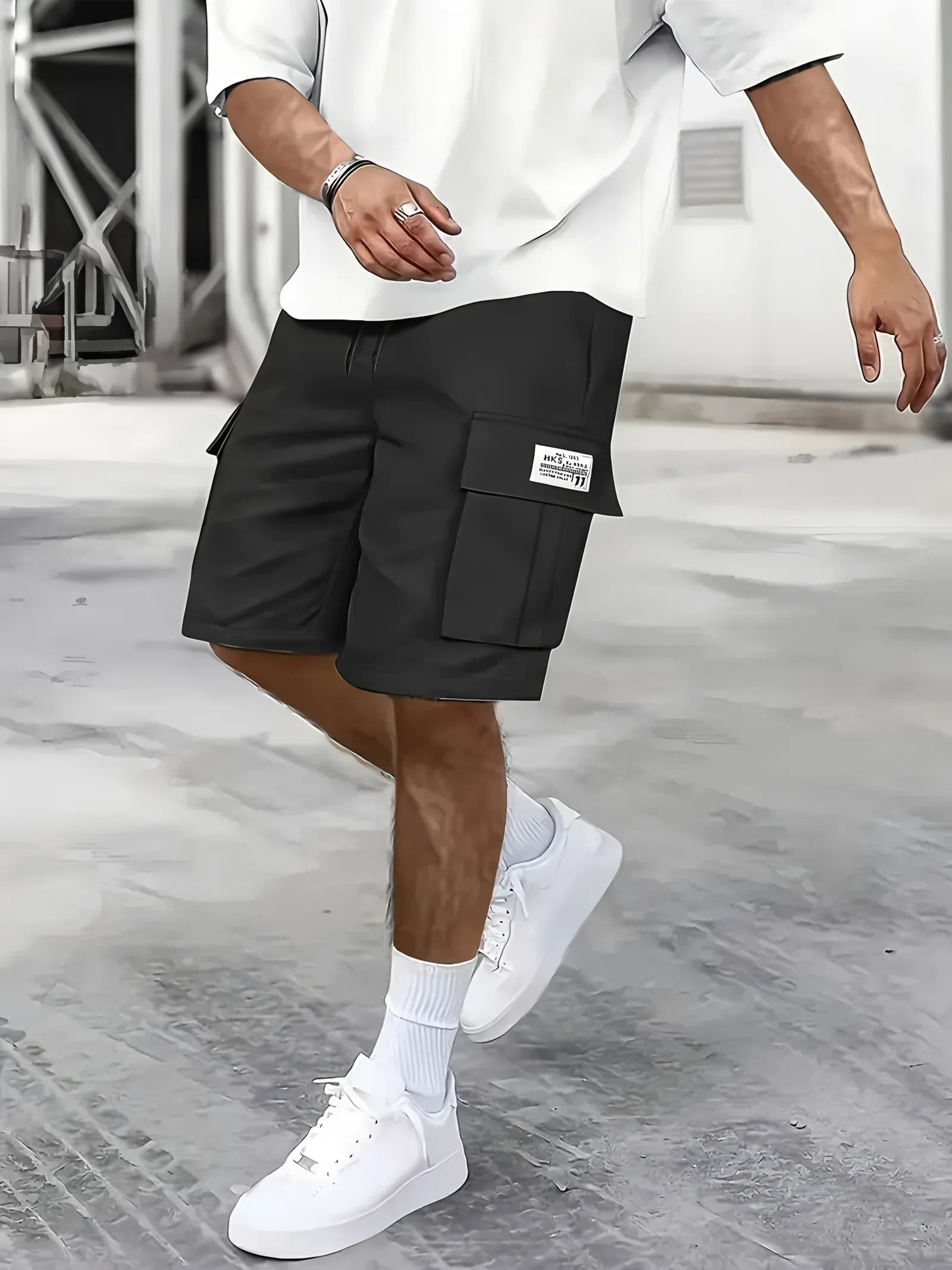Men's work shorts; summer comfort; multi-pocket; outdoor leisure sport beach pants; elastic waistband - Ellianto fashion Men's